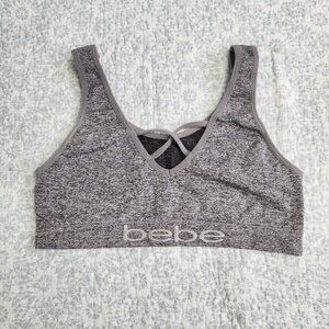 bebe Gray Marled Sports/Athletic Bra, Size Medium